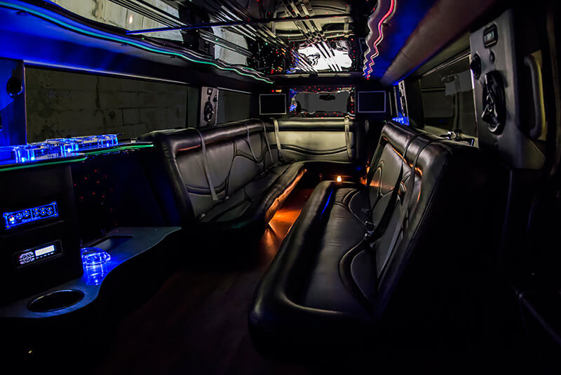 colored lighting on the limo